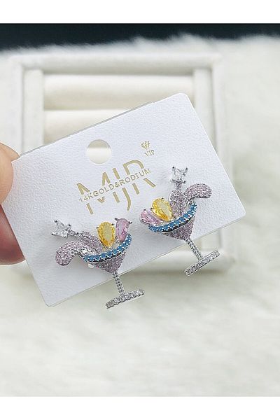 DS DİAMONDSHOP Earring Zircon Stone Model New Season Bykp-202507243