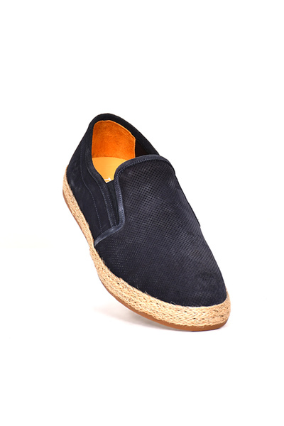 Tuna Genuine Suede Leather Navy Blue Jut Sole Sports Men's Shoes - 245533
