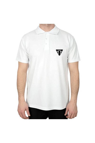 Z zepplin Tricou alb Triumh Motocyles Ltd cu gât polo
