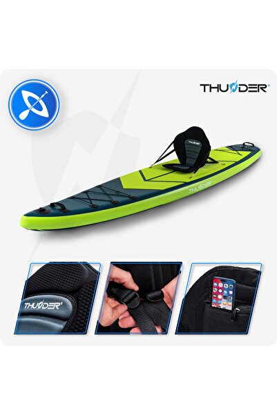 Thunder Viso Inflatable SUP Board, 365x75x15cm, Set With Backpack, Seat, Pump, Glass Green/Lime