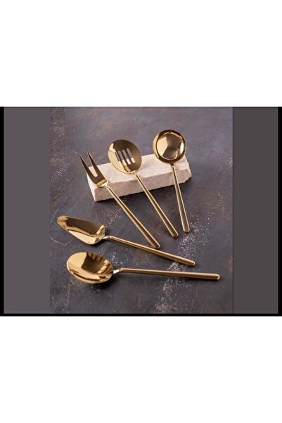LeesHome Gold Gold 5 Piece Sauce Ladle Service Set 1stQuality (titanium)