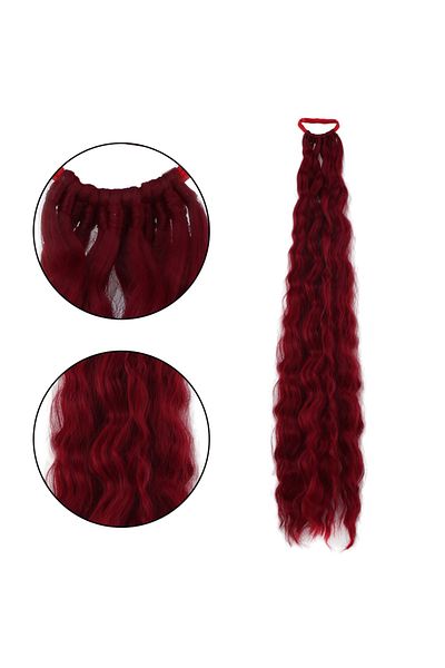 Mina Peruk Rubber Buckle Ponytail Fluffy Afro Wavy - Red