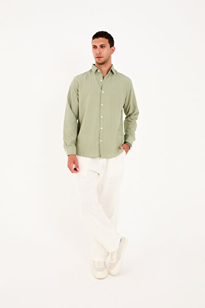 No Way Ανδρικό πουκάμισο με μακρυμάνικο ριγέ μοντέλο κανονικής εφαρμογής