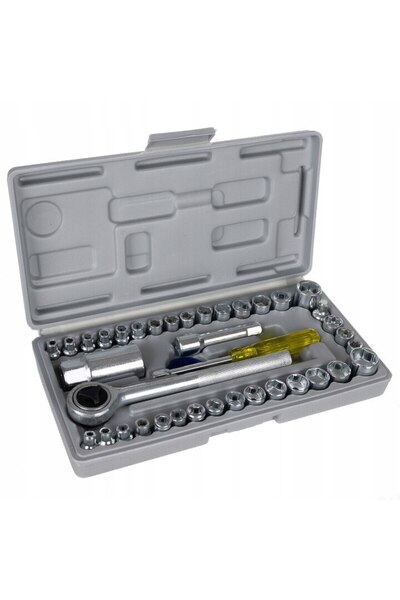 zola Combined Tool Set with 40 Pieces, Zola®, Storage Case, Chrome-Vanadium Steel, Gray