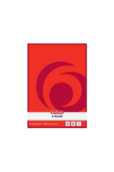 Herlitz X.book Notebook A5, Color Red, Material Paper, 50 Sheets, Grid Format