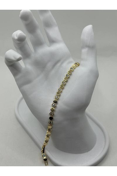 lysiaaccessory سوار من الذهب مزين بحجر الزركون موديل قرص العسل