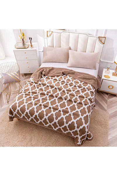 trendyhome Cocolino Blanket with Fur, 200x230 cm, Modern, Brown-White, PT24009