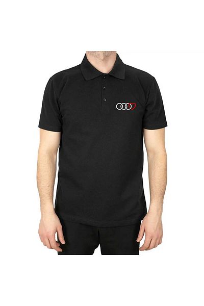 Z zepplin Audi Rings Hearth Polo Neck Black T-Shirt