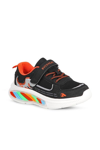 BUCKHEAD Lighted Rex Sports Shoes between Size 27-32 - Black-Orange