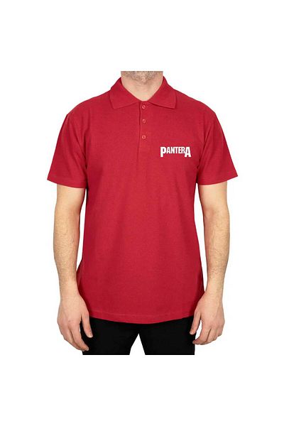 Z zepplin Pantera Logo Polo Neck Red T-Shirt