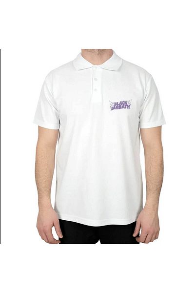 Z zepplin Black Sabbath Logo Polo Neck White T-Shirt