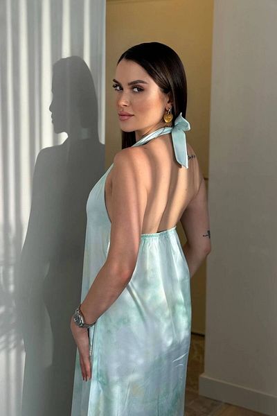 FioriModa Rochie maxi din satin cu model