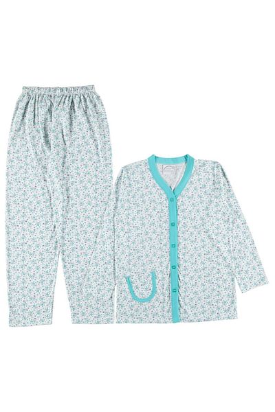 bipamuk Soft Bloom Design Cotton Full Button Women's Pajamas Set Breathable Fabric Summer M/2Xl