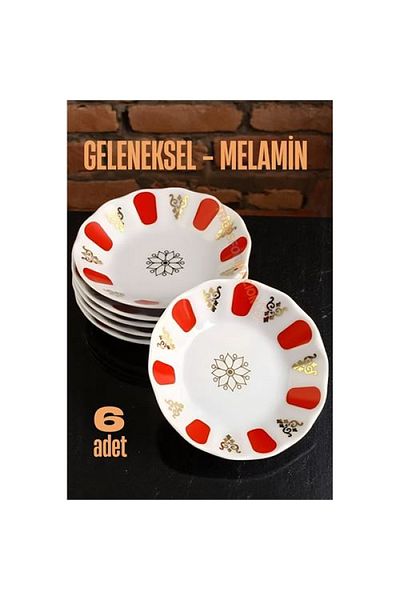 SepetBudur Modacar Melamine Tea Plate 6 Pcs Traditional Turkish Tea Cup Coaster