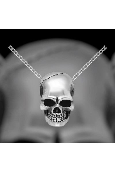 OEM Sterling Silver Oxidized Skull Pendant for Men