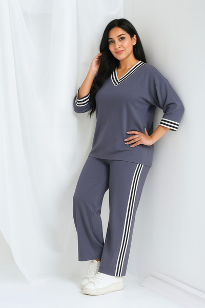 Mivoon Ριγέ κοστούμι Osho 100% Modal ύφασμα με ρίγες μαλακής υφής M-6XL