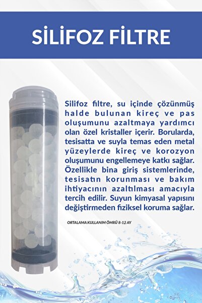Alfa Dükkan Bina Daire Girişi Su arıtma Yedek Filtre Seti Spun Silifoz Gac Filtre