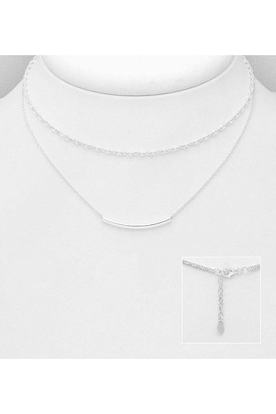 OEM Minimalist 925 Sterling Silver Necklace with Double Chain