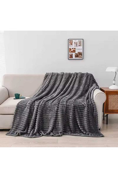 trendyhome Premium cocolino blanket, 200x230 cm, Plain, Grey, PT24061