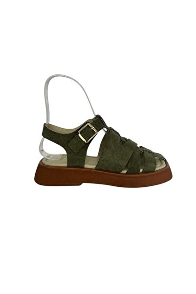 KEMAL TANCA 862 M-609 Women's Khaki Leather Sandals