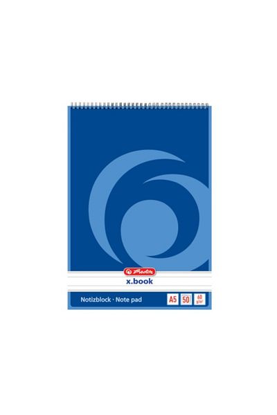 Herlitz X.book Notebook A5, Color Blue, Material Paper, 50 Sheets, Spiral Bound, Ruled Format