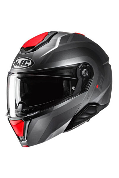 HJC İ91 Arven MC1SF Çene Açılır Motosiklet Kaskı Gri Kırmızı