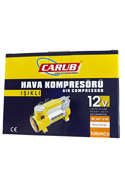 Carub Hava Kompresörü Metal LED Işıklı Turuncu 12V