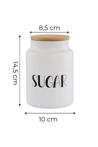 Kitchen Life Set of 3 White Sugar Tea Coffee Jars with Vacuum and Bamboo Lid 820 ml - Tea, Sugar, Coffee Jar