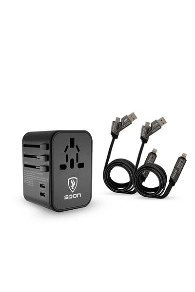 Spon International Shipping Offer - Universal Plug with 2 High-Speed 4-in-1 Braided Cables