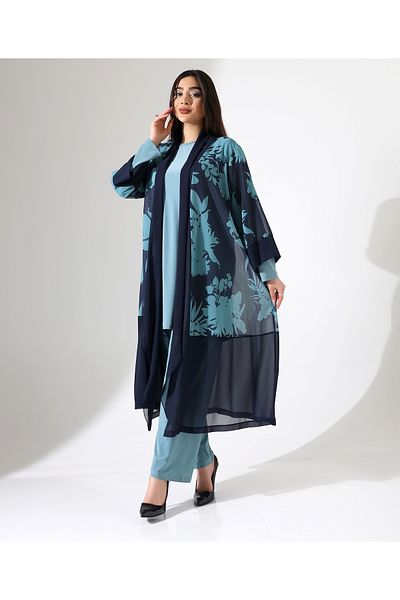 Fi'l Arz Fashion Floral Patterned Chiffon Hijab Suit