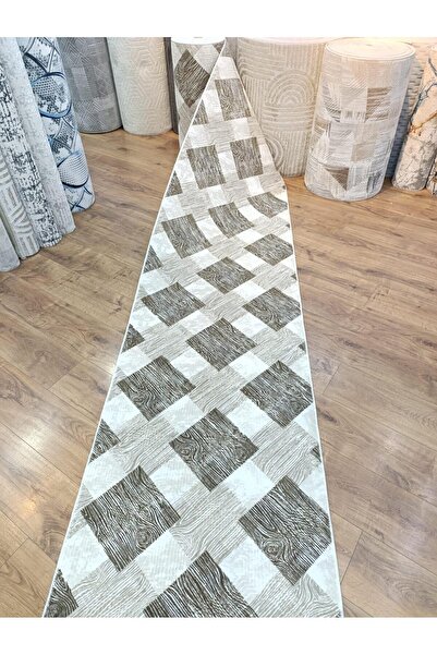 by Özer Halı By Özer Halı Fara Geometrik Fayans Döşeme Desenli Kahve Renk Kay...