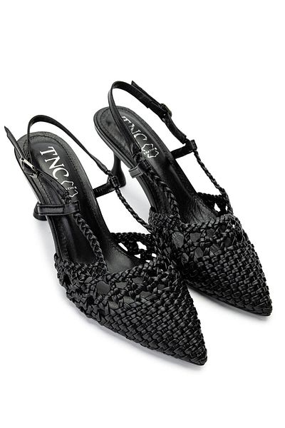 Tamer Tanca Women's Faux Leather Black Heeled Shoes