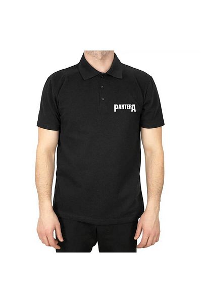 Z zepplin Pantera Logo Polo Neck Black T-Shirt