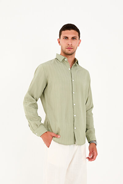 No Way Ανδρικό πουκάμισο με μακρυμάνικο ριγέ μοντέλο κανονικής εφαρμογής