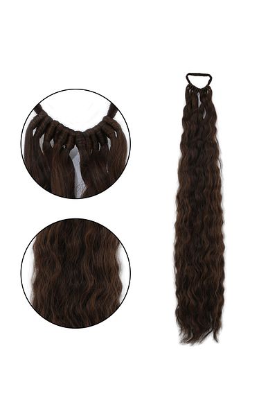 Mina Peruk Rubber Buckle Ponytail Fluffy Afro Wavy - Red Brown