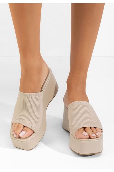B T Shoes Papuci cu platforma Yasmyne bej
