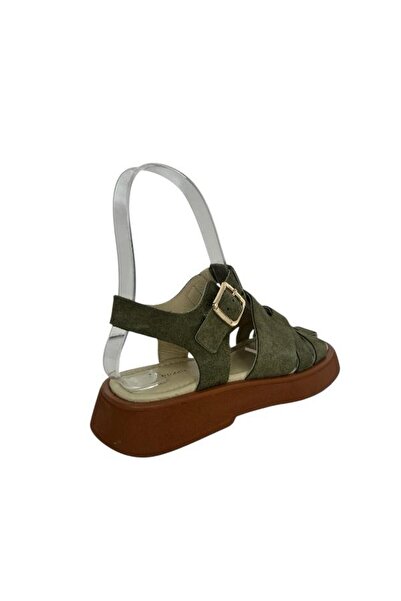 KEMAL TANCA 862 M-609 Women's Khaki Leather Sandals