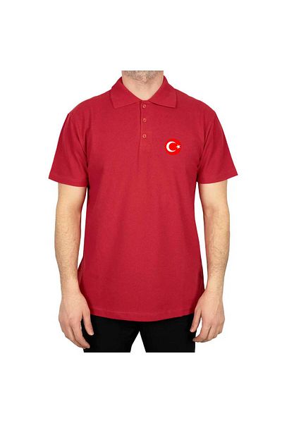 Z zepplin Moon Star Polo Neck Red T-Shirt