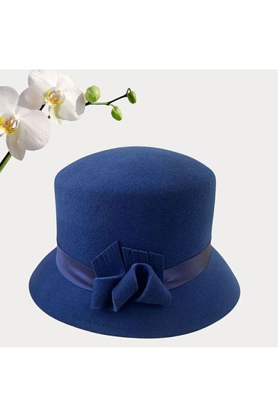 Confortino Luxury women's felt hat with small brim and satin ribbon - ONE SIZE, ADJUSTABLE