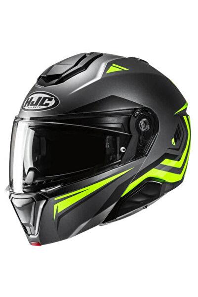 HJC İ91 Tricus MC3HSF Çene Açılır Motosiklet Kaskı Gri Neon Sarı