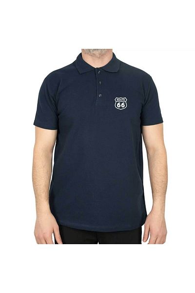 Z zepplin Route66 Logo Polo Neck Navy Blue T-Shirt