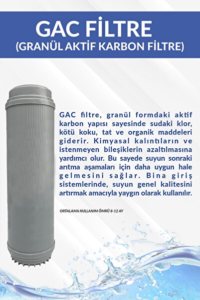 Alfa Dükkan Bina Daire Girişi Su arıtma Yedek Filtre Seti Spun Silifoz Gac Filtre