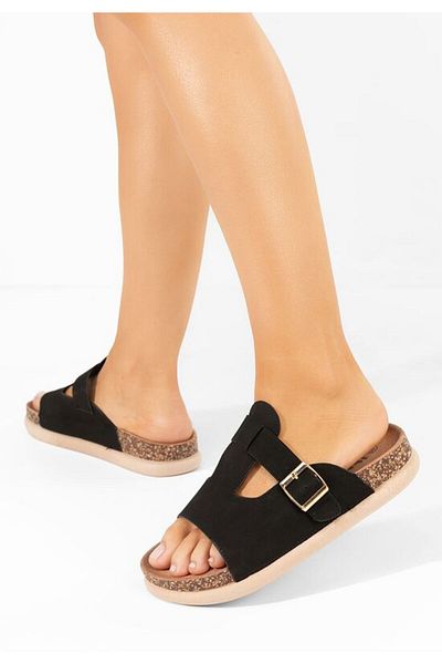 B T Shoes Gracyana black flat slippers