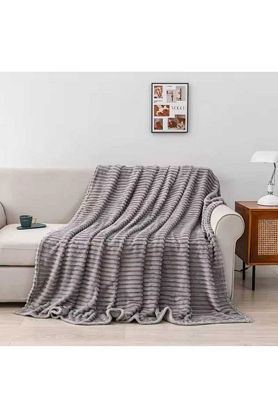 trendyhome Cocolino Premium Blanket, 200x230 cm, Single, Light Grey, PT24058