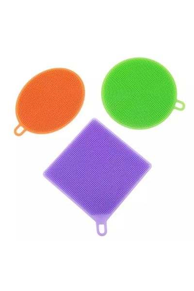 OEM Set 3 bureți de vase din silicon, rezistenți, antiderapanți, non-abrazivi, diverse forme