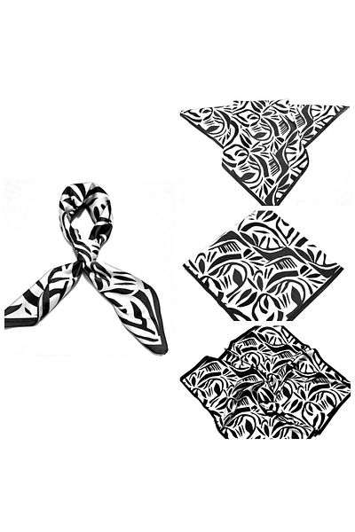 SOFT AKSESUAR Satin Patterned Scarf Bandana