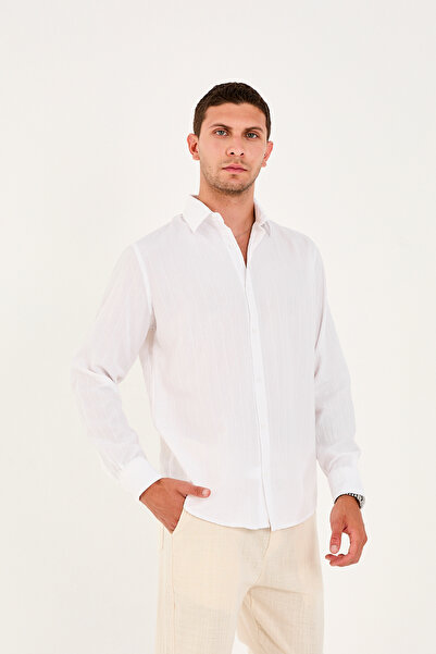 No Way Men's Regular Fit Modal Long Sleeve Striped Shirt