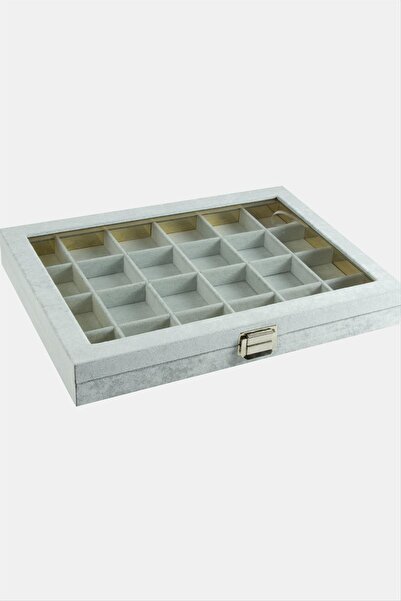 TakÇalıştır 24 Bölmeli Cam Kapaklı Anfora Kumaş Sunum Tablosu 24*34 cm