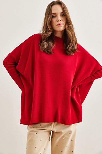 Marvine Kadın Oversize Panço Model Salaş Triko Kazak