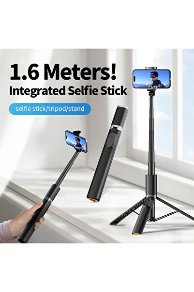 OEM Wireless selfie stick with tripod, Bluetooth and remote control, black color